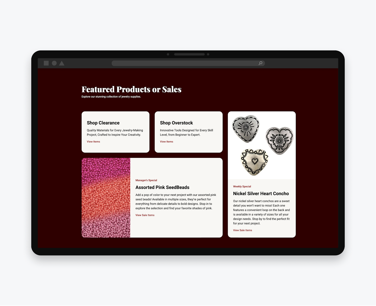 Display of product pages