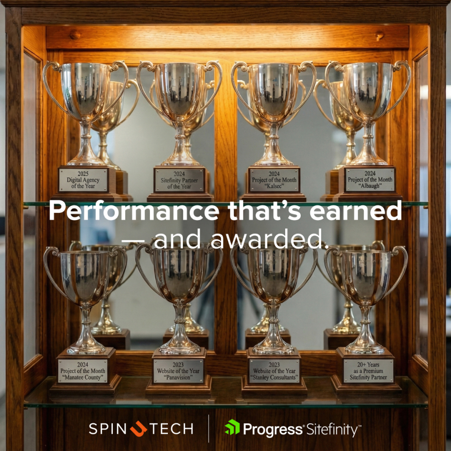 Awards in glass case